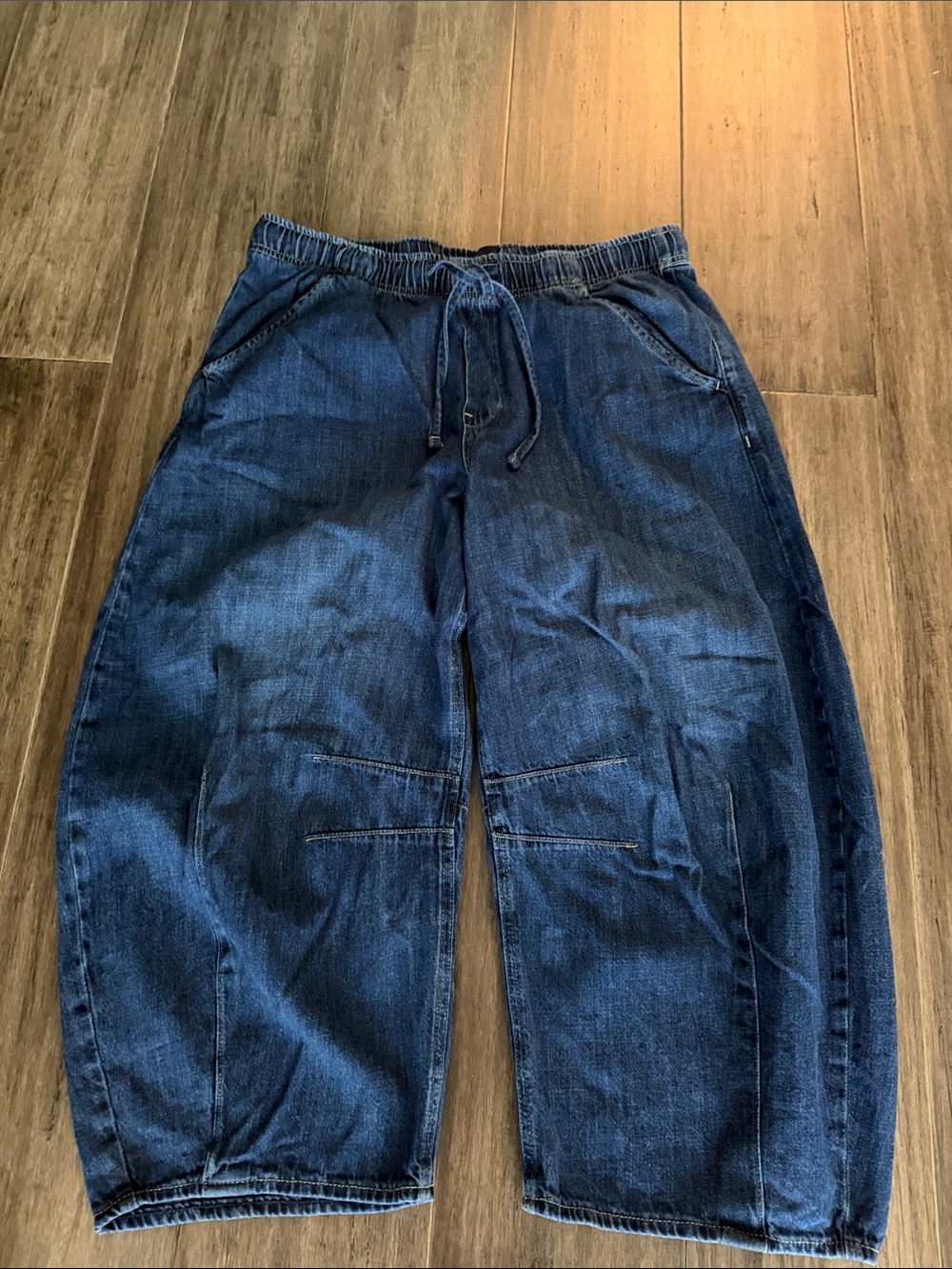 GAP Women's Dark Blue drawstring, elastic balloon Denim Jeans